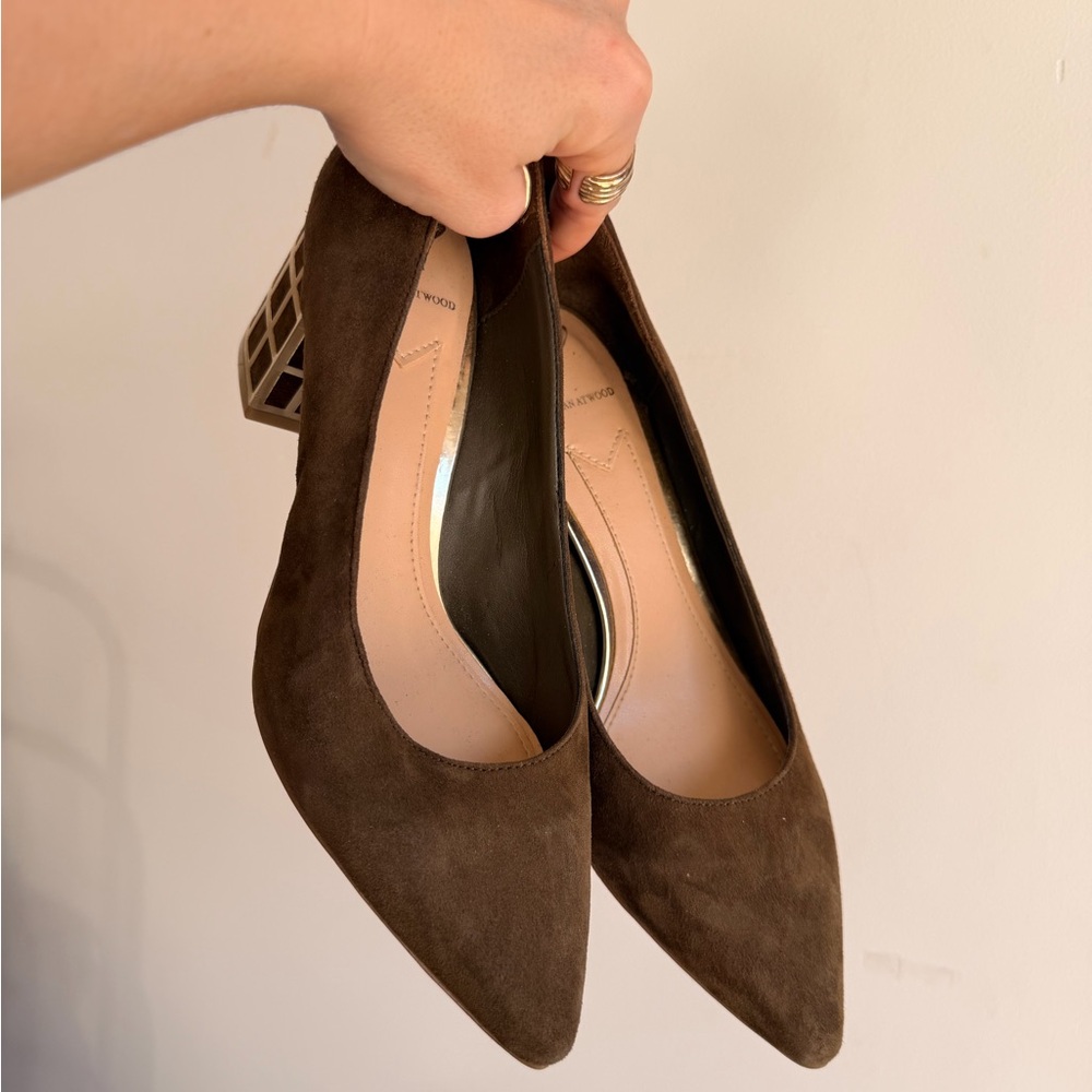 Brian Atwood Dark Brown Suede Heels